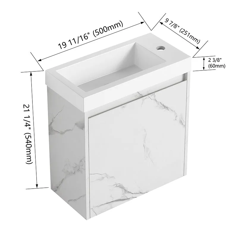 20'' Floating Wall-Mounted Bathroom Vanity with Resin Sink and Soft-Close Cabinet Door