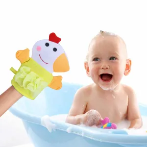 Baby Moo Sweet Hen Bath Time Fun Hand Puppet Loofah Bath Glove - Yellow