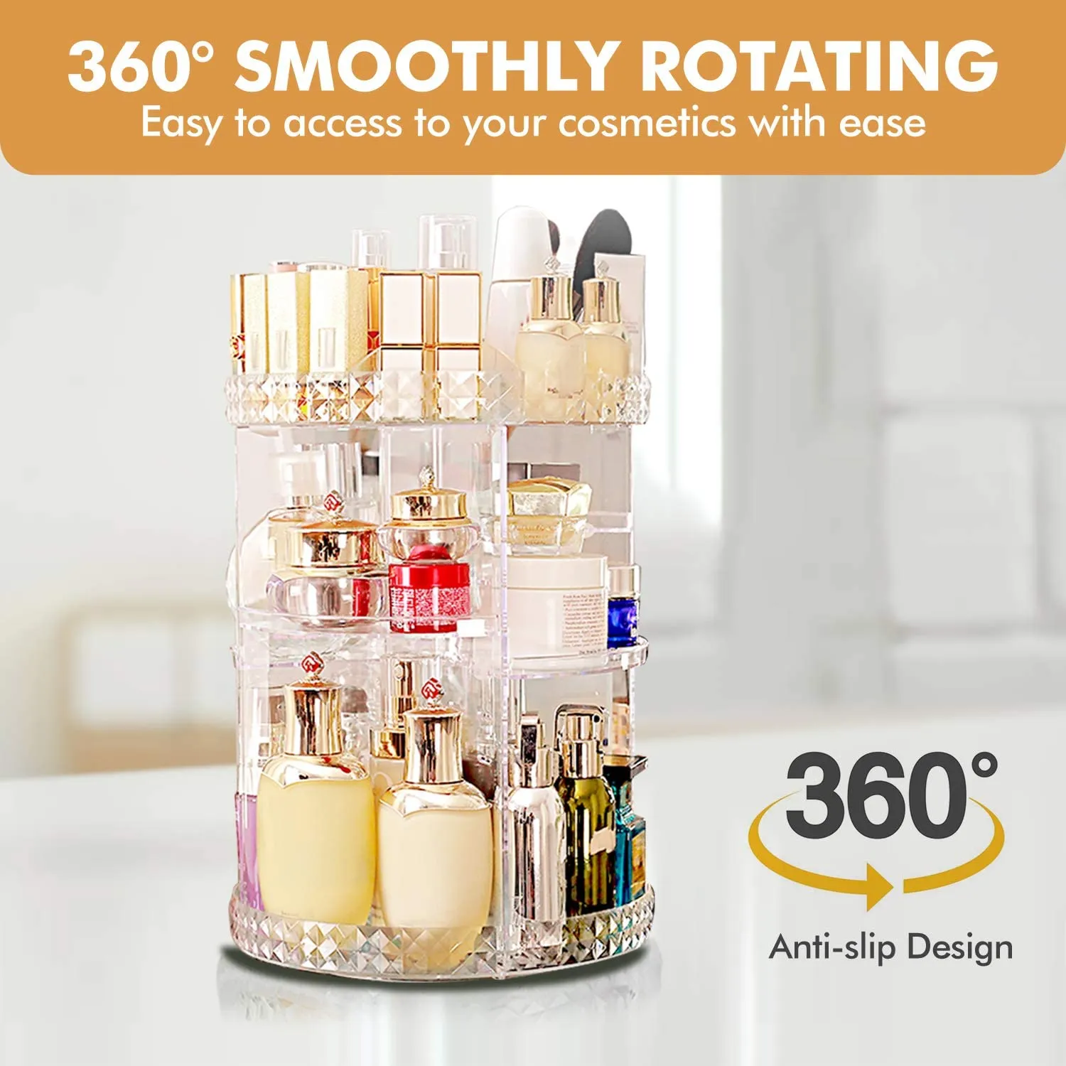 Blushbees® Full 360-Degree Rotating Multi-Function Acrylic Cosmetic Storage