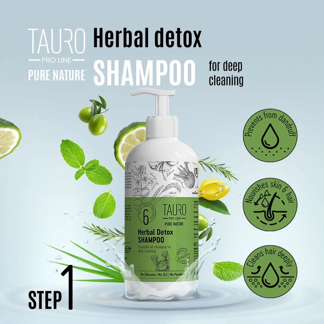 CLEARANCE Tauro Pro Line Pure Nature Herbal Detox Deep Cleansing Shampoo For Gentle Dog & Cat Coat Care With Essential Oils