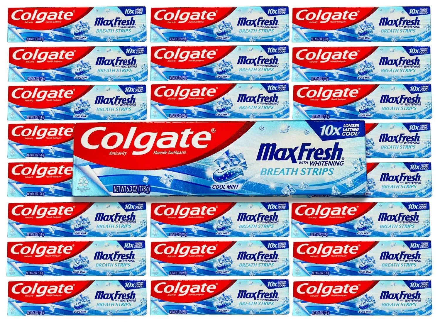 Colgate - Max Fresh with Whitening Breath Strips Cool Mint - 6.3 Oz - 24 Pack