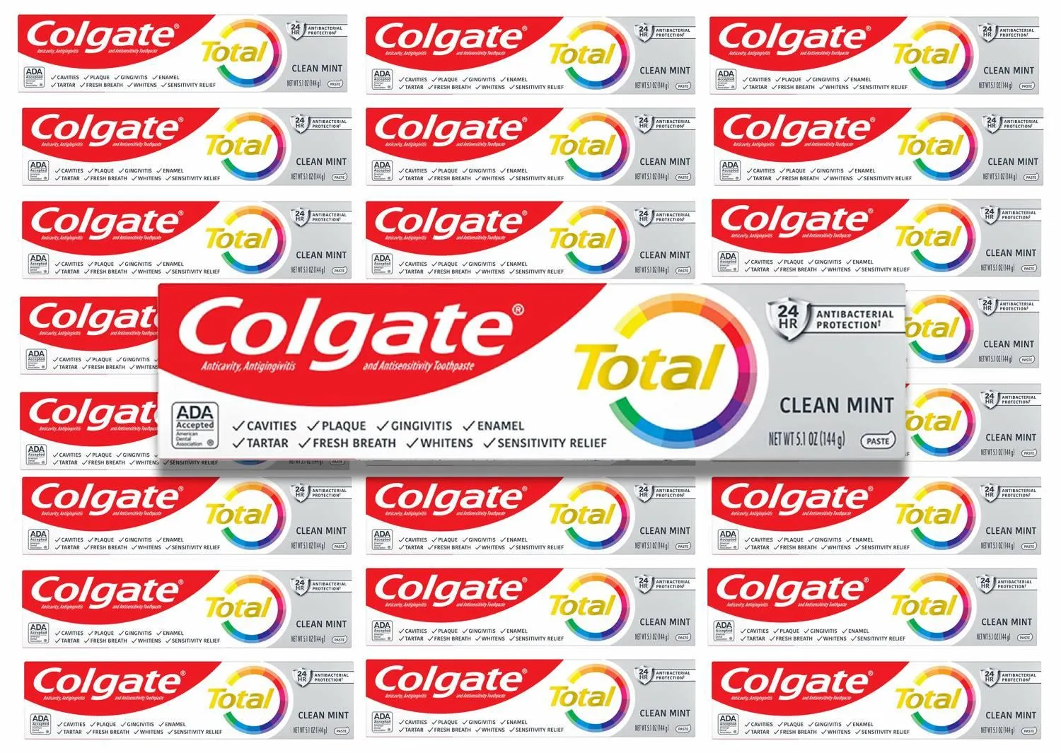 Colgate - Total Antibacterial Protection Toothpaste, Mint - 5.1 Oz - 24 Pack