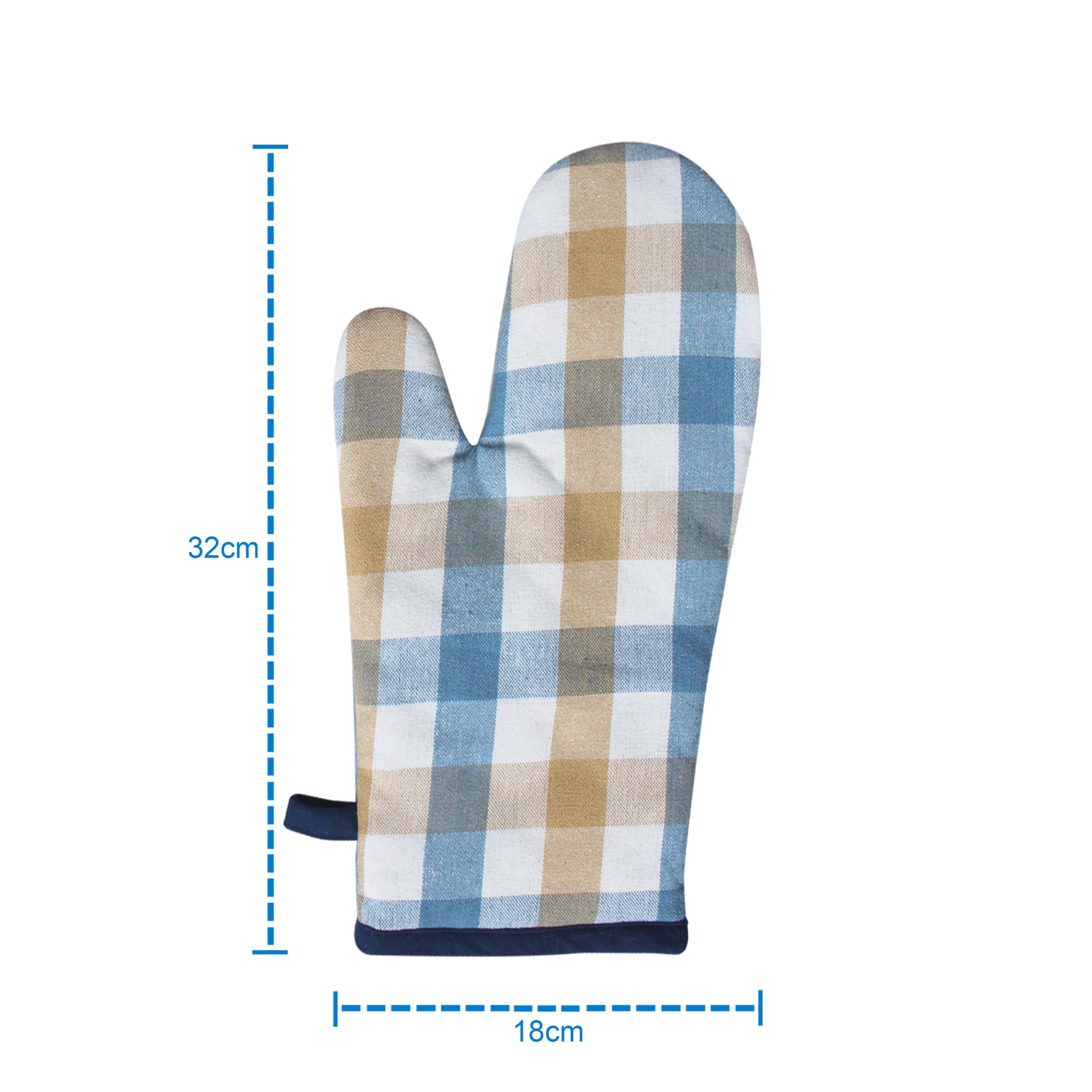 Cotton Lanfranki Blue Check Oven Gloves Pack Of 2