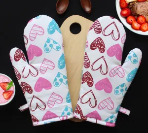 Cotton Metro Heart Oven Gloves Pack of 2