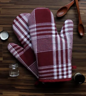 Cotton Track Dobby Maroon Oven Gloves Pack Of 2