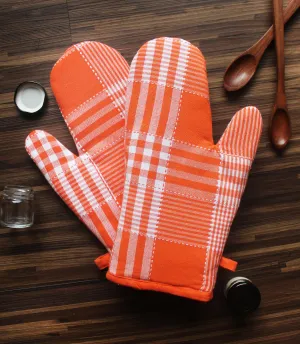 Cotton Track Dobby Orange Oven Gloves Pack Of 2