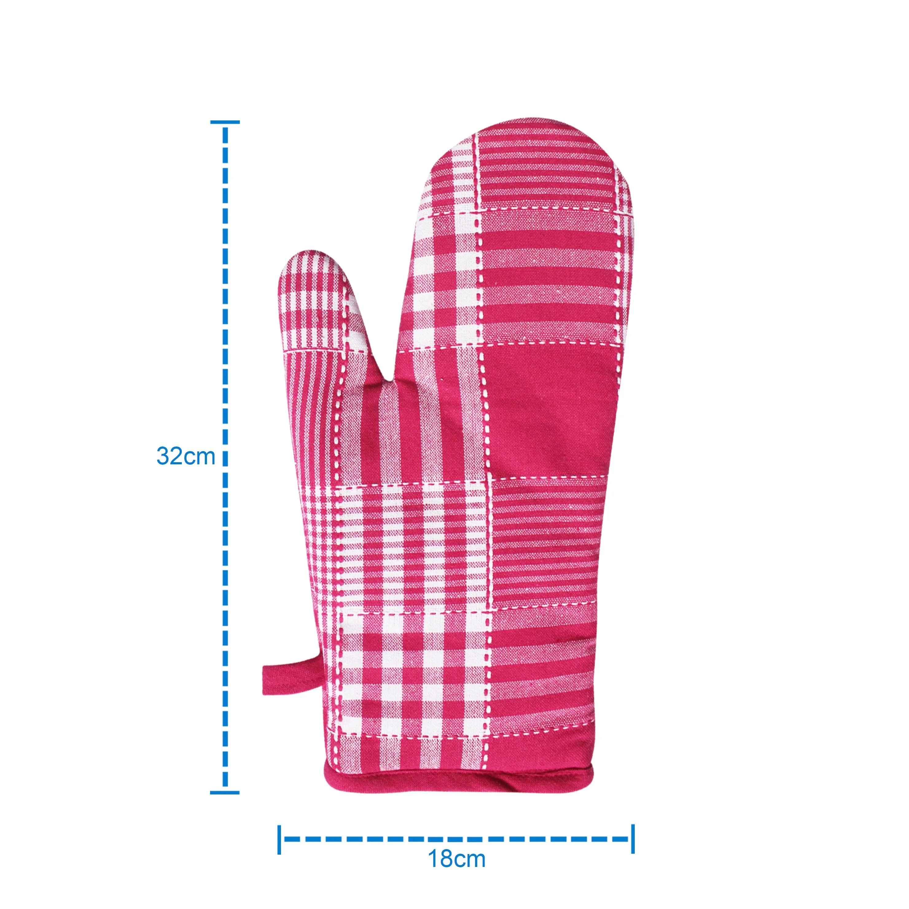 Cotton Track Dobby Rose Oven Gloves Pack Of 2