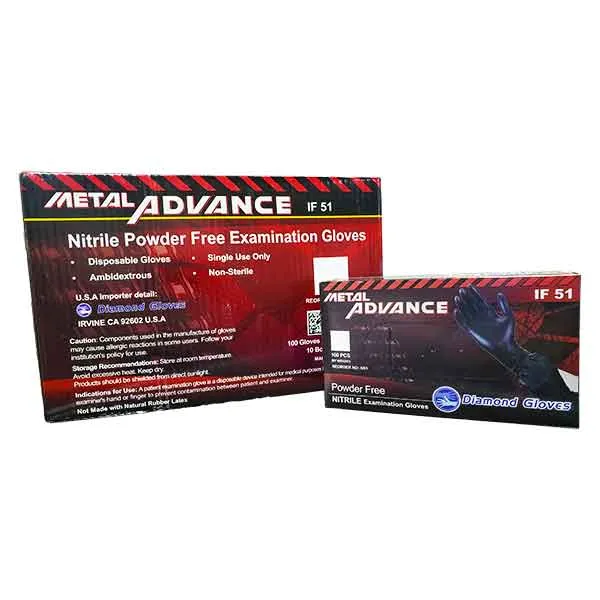 Diamond Gloves®, Metal Advance Black Nitrile Gloves, Small (Case)