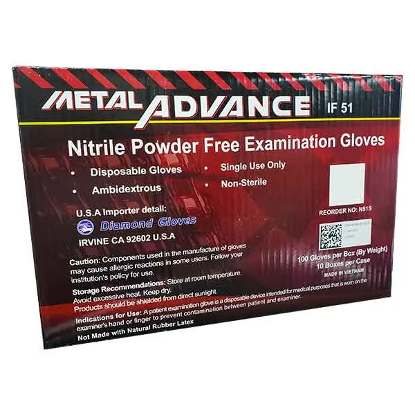 Diamond Gloves®, Metal Advance Black Nitrile Gloves, Small (Case)