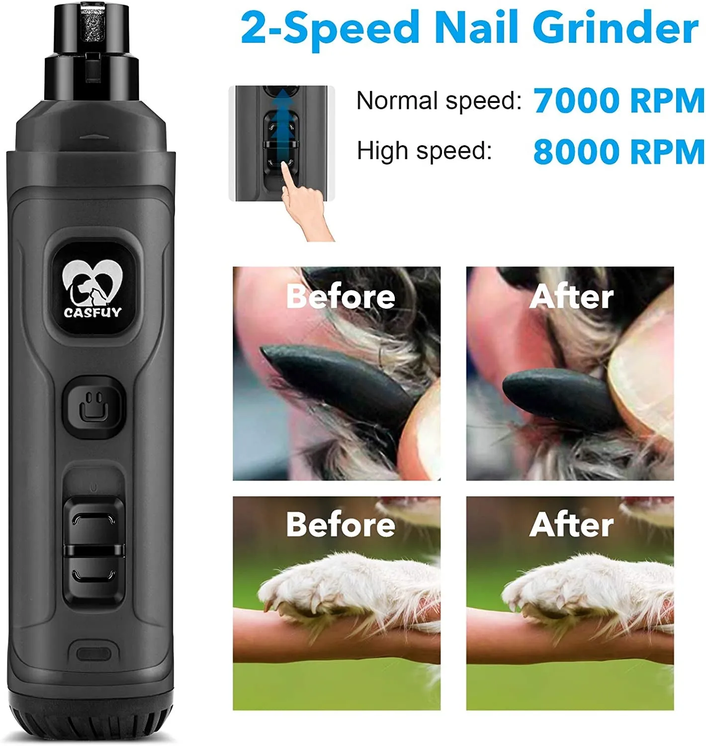 Dog Nail Grinder with 2 LED Light