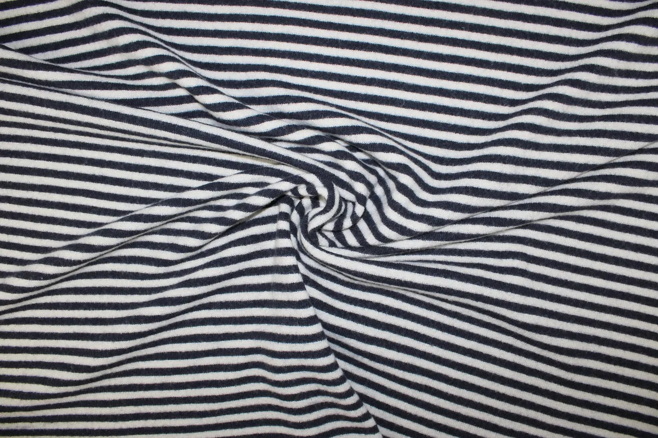 Extra Wide Italian Striped Wool Knit - Almost Black/White