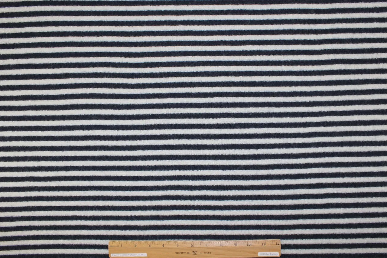 Extra Wide Italian Striped Wool Knit - Almost Black/White