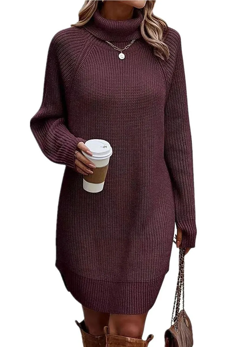 HBR1292 Snug & Chic Turtleneck Sweater Dress