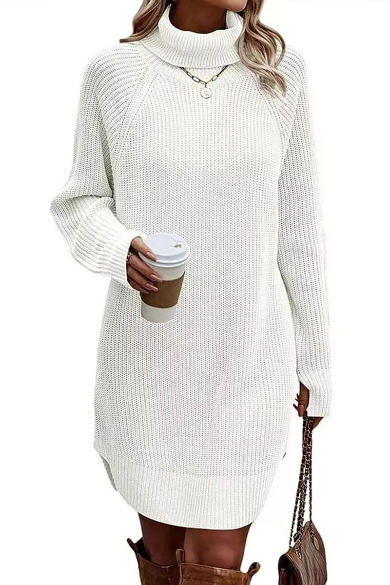 HBR1292 Snug & Chic Turtleneck Sweater Dress