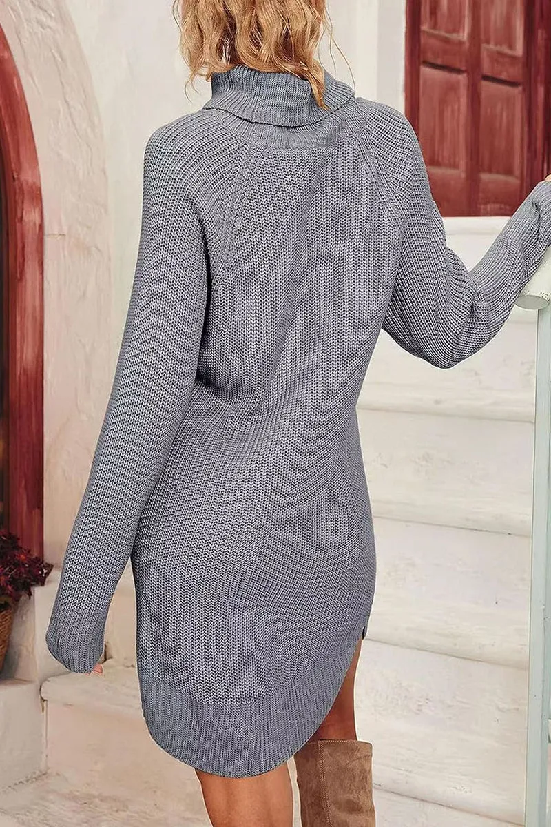 HBR1292 Snug & Chic Turtleneck Sweater Dress