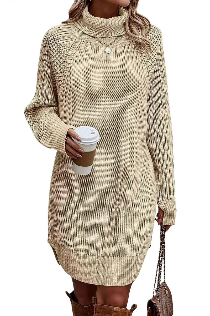 HBR1292 Snug & Chic Turtleneck Sweater Dress