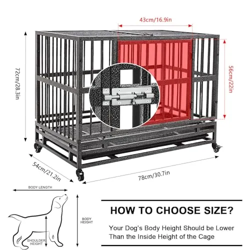 Heavy Duty Dog Crate - for Medium Small Dogs Indestructible Pet Cage Indoor/Outdoor Strong Metal Kennel