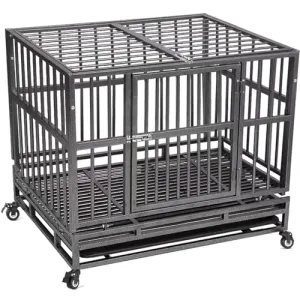 Heavy Duty Dog Crate - for Medium Small Dogs Indestructible Pet Cage Indoor/Outdoor Strong Metal Kennel