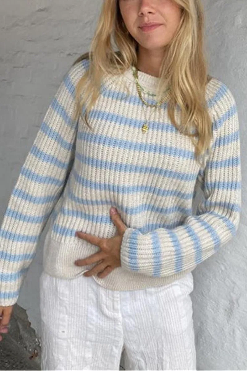 HWS1176 Cozy Stripes Knit Sweater