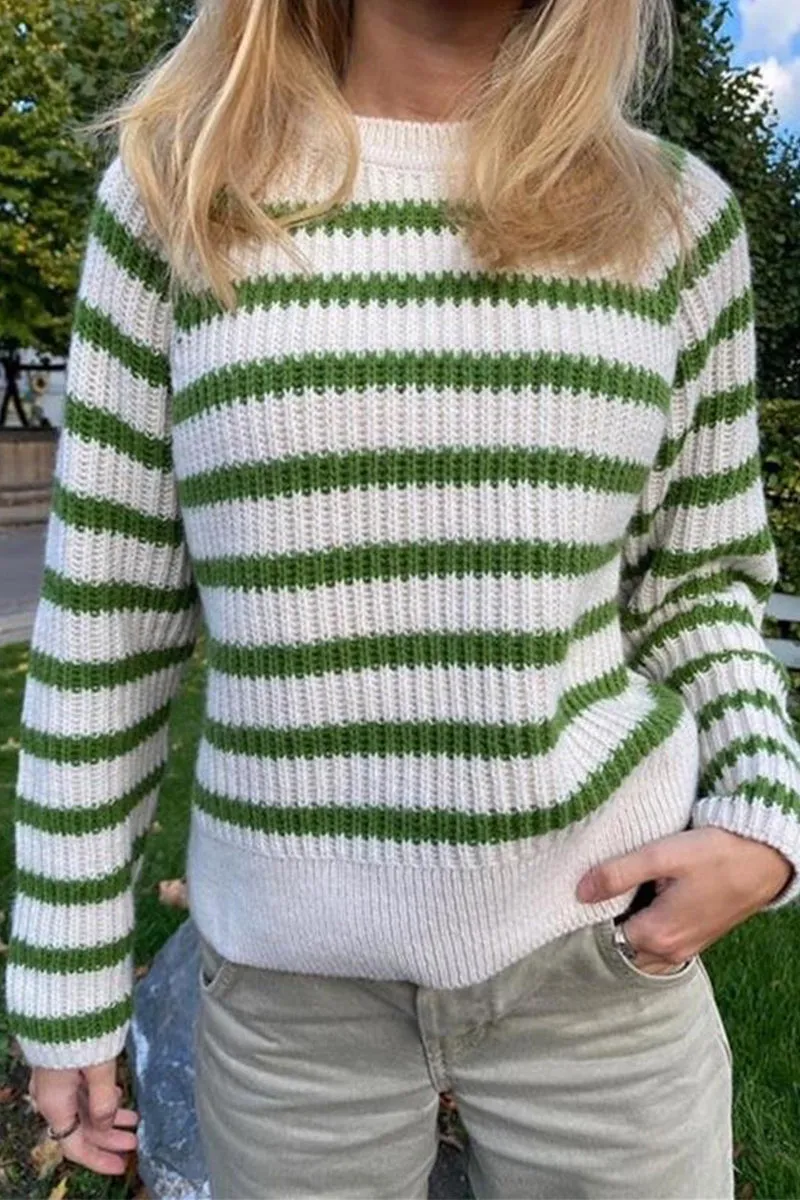 HWS1176 Cozy Stripes Knit Sweater