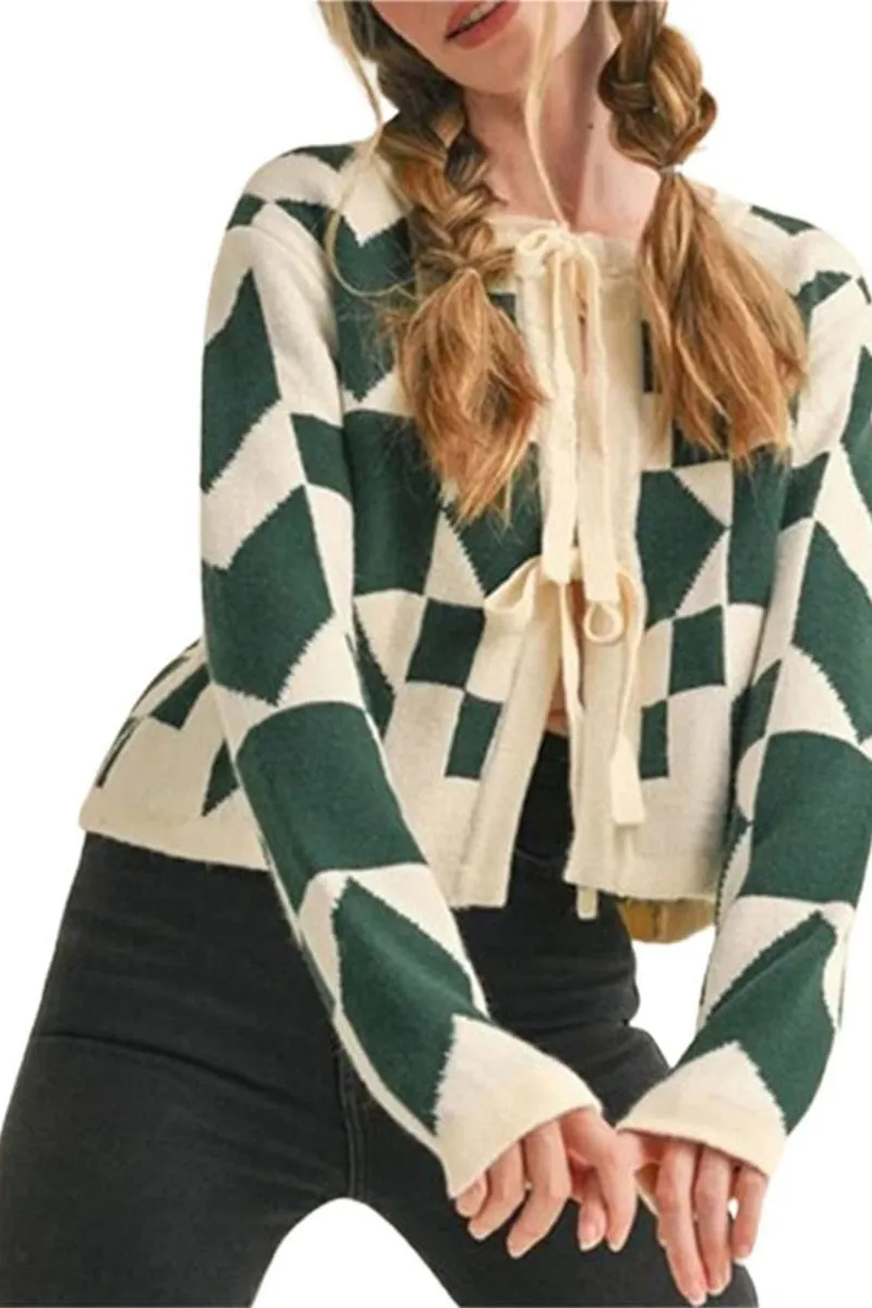 HWT1056 Geometric Charm Cardigan