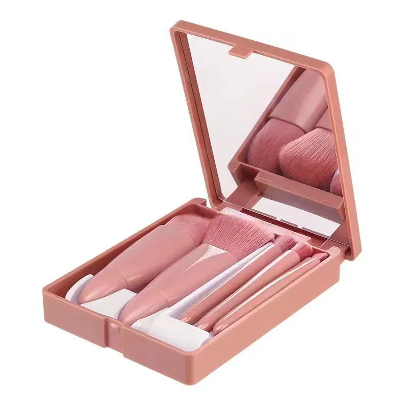 Internet celebrity 5-pack makeup brush set box eye shadow brush lip brush blush powder brush portable mirror beauty tool