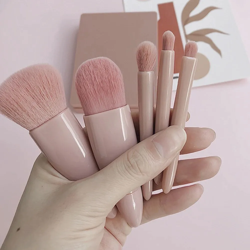 Internet celebrity 5-pack makeup brush set box eye shadow brush lip brush blush powder brush portable mirror beauty tool