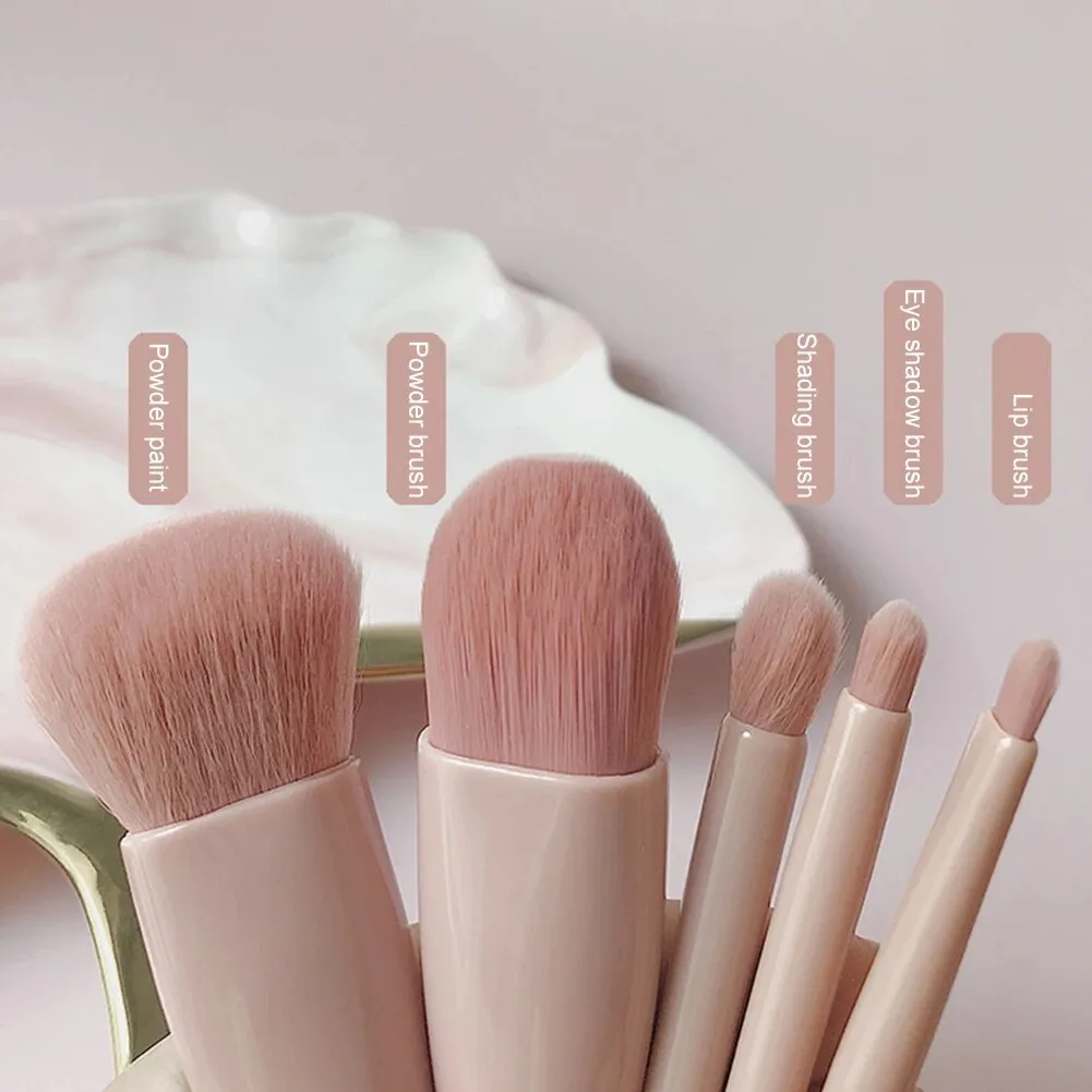 Internet celebrity 5-pack makeup brush set box eye shadow brush lip brush blush powder brush portable mirror beauty tool