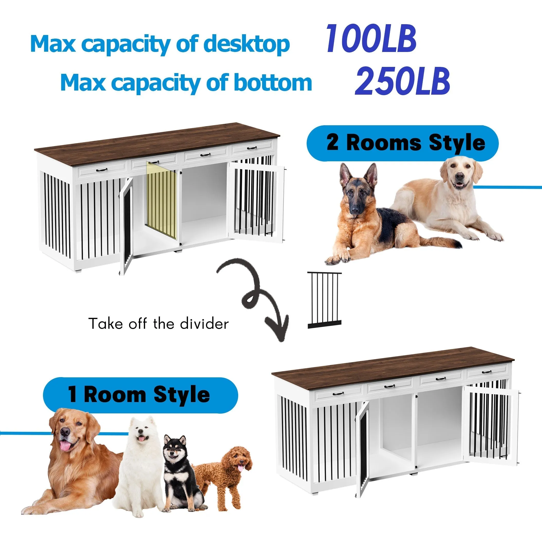 Large Dog Crate Furniture 86.6 Inch -150162