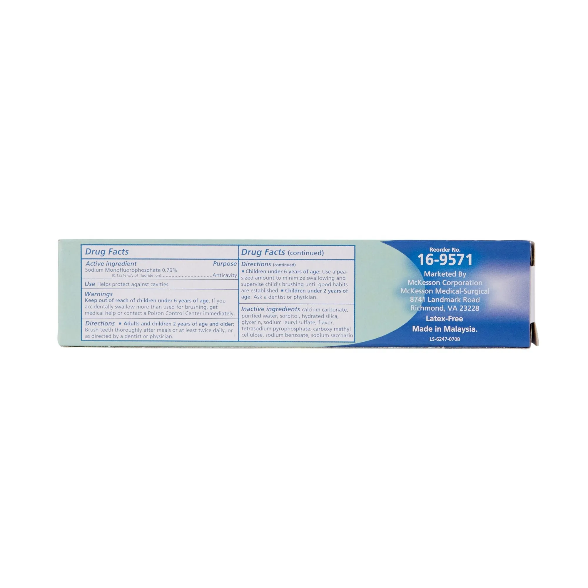 McKesson Toothpaste, Mint Flavor, Tube, 1.5 oz