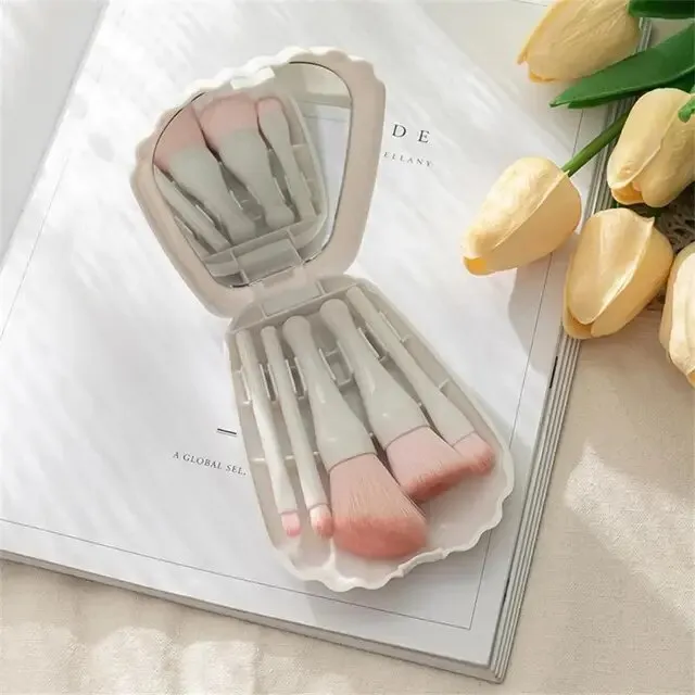 New makeup brush, shell brush, mirror box brush, love brush, 5-piece set, portable travel brush