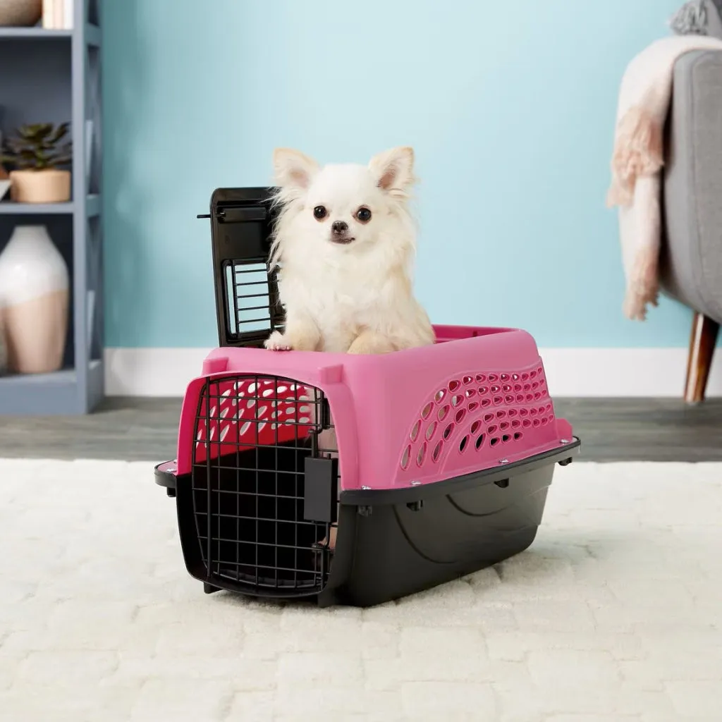 Petmate 2 Door Top Load Pet Kennel, Pink & Black (19 inches)