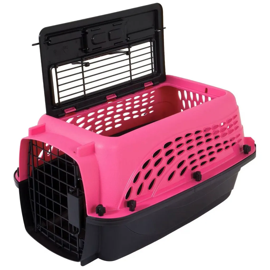 Petmate 2 Door Top Load Pet Kennel, Pink & Black (19 inches)