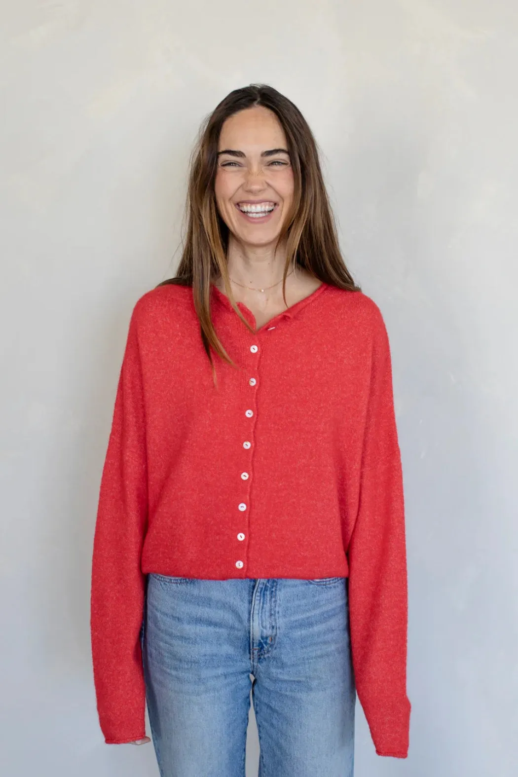 Piper Button Up Cardigan Red