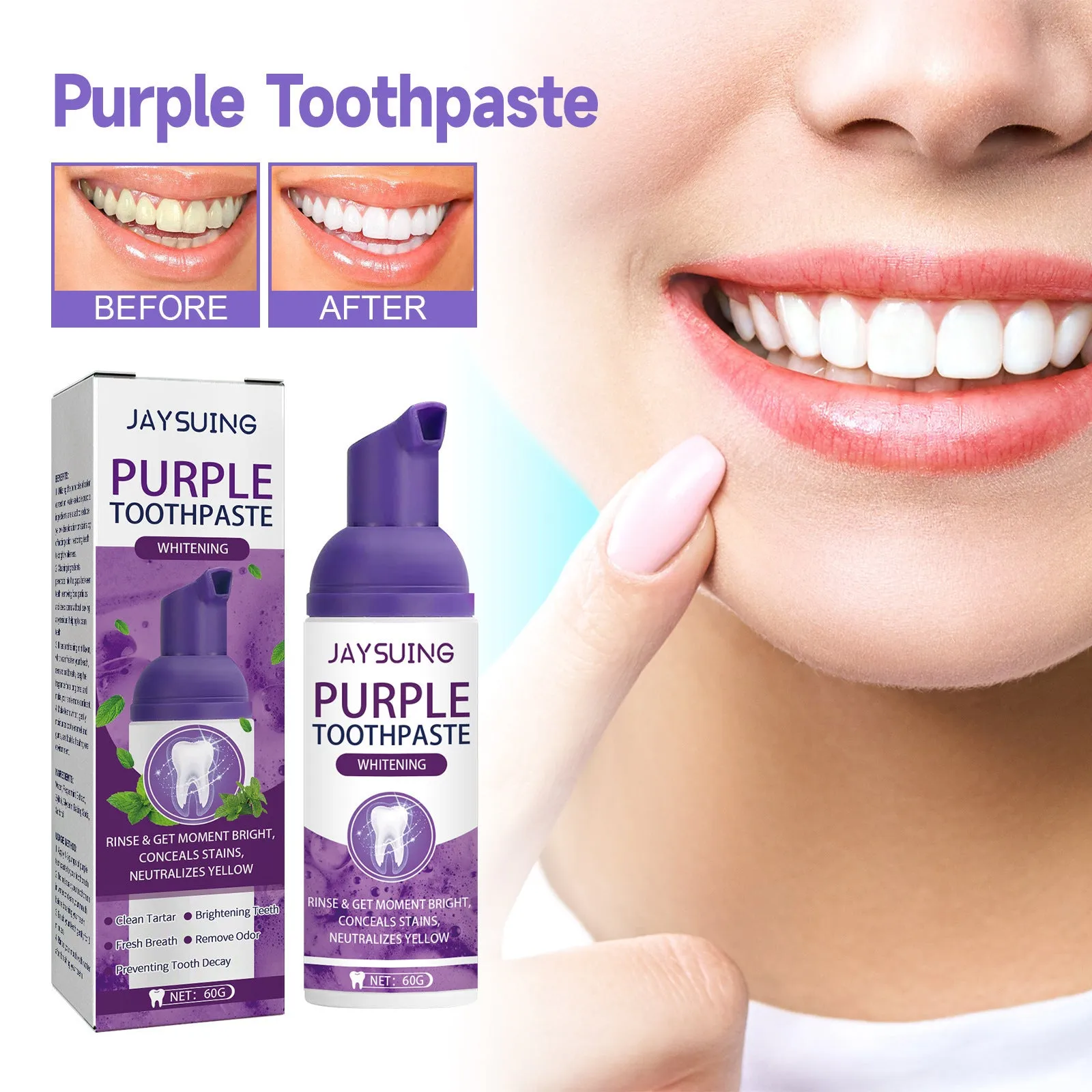 Purple Whitening Toothpaste Cleaning And Fading Oral Odor