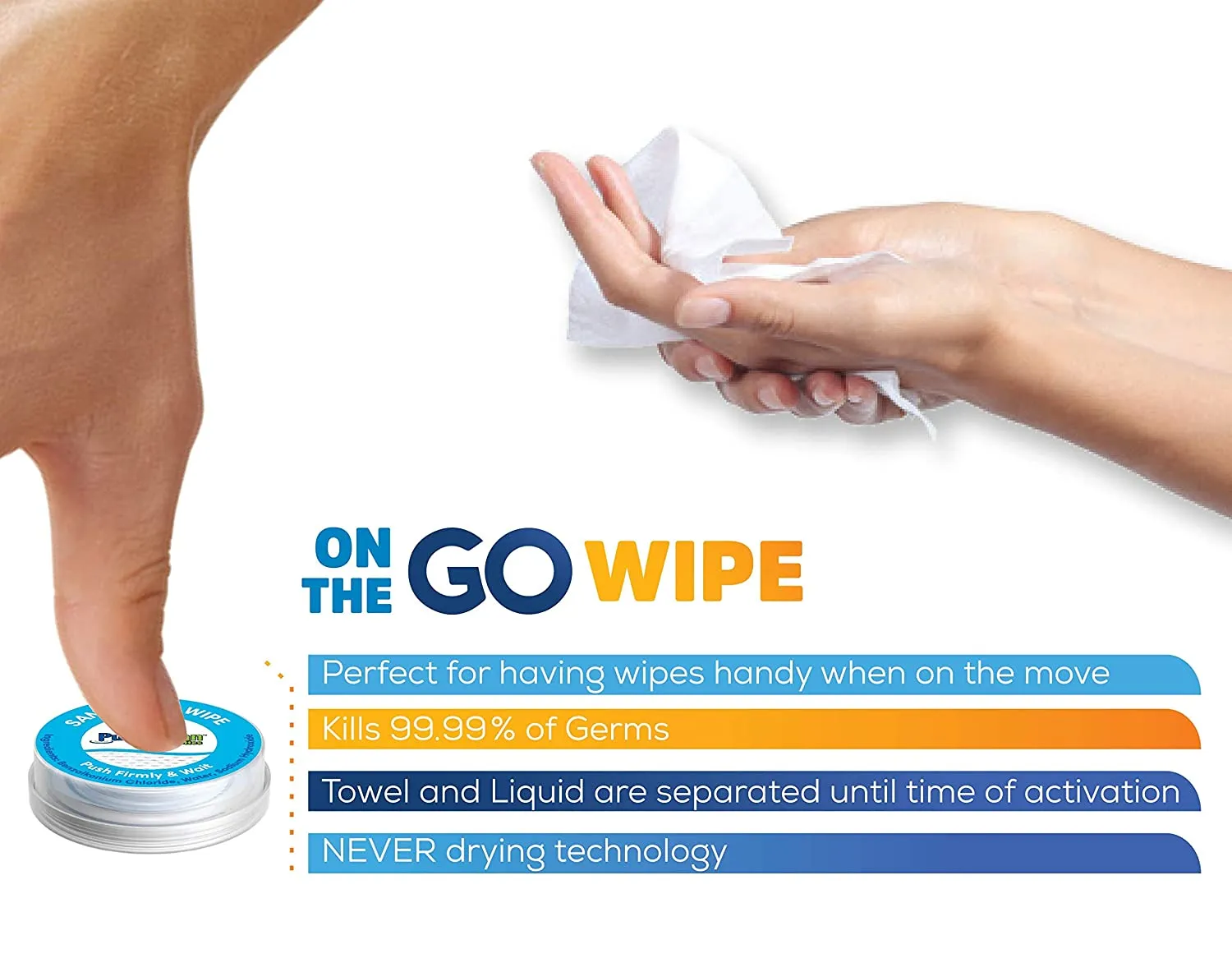 PushClean On the Go Sanitizing Wipes