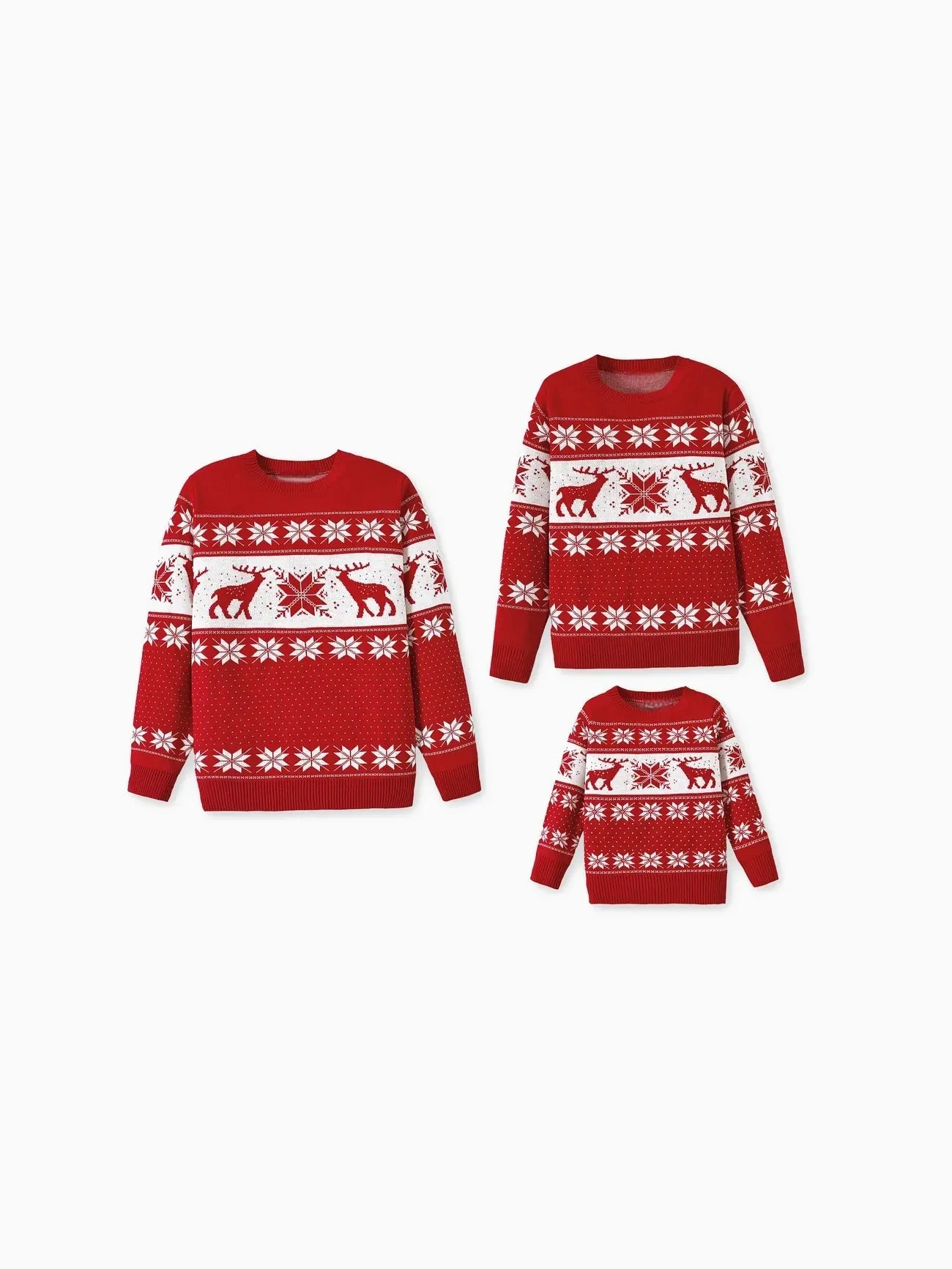 Reindeer And Snowflake Print Family Matching Sweaters