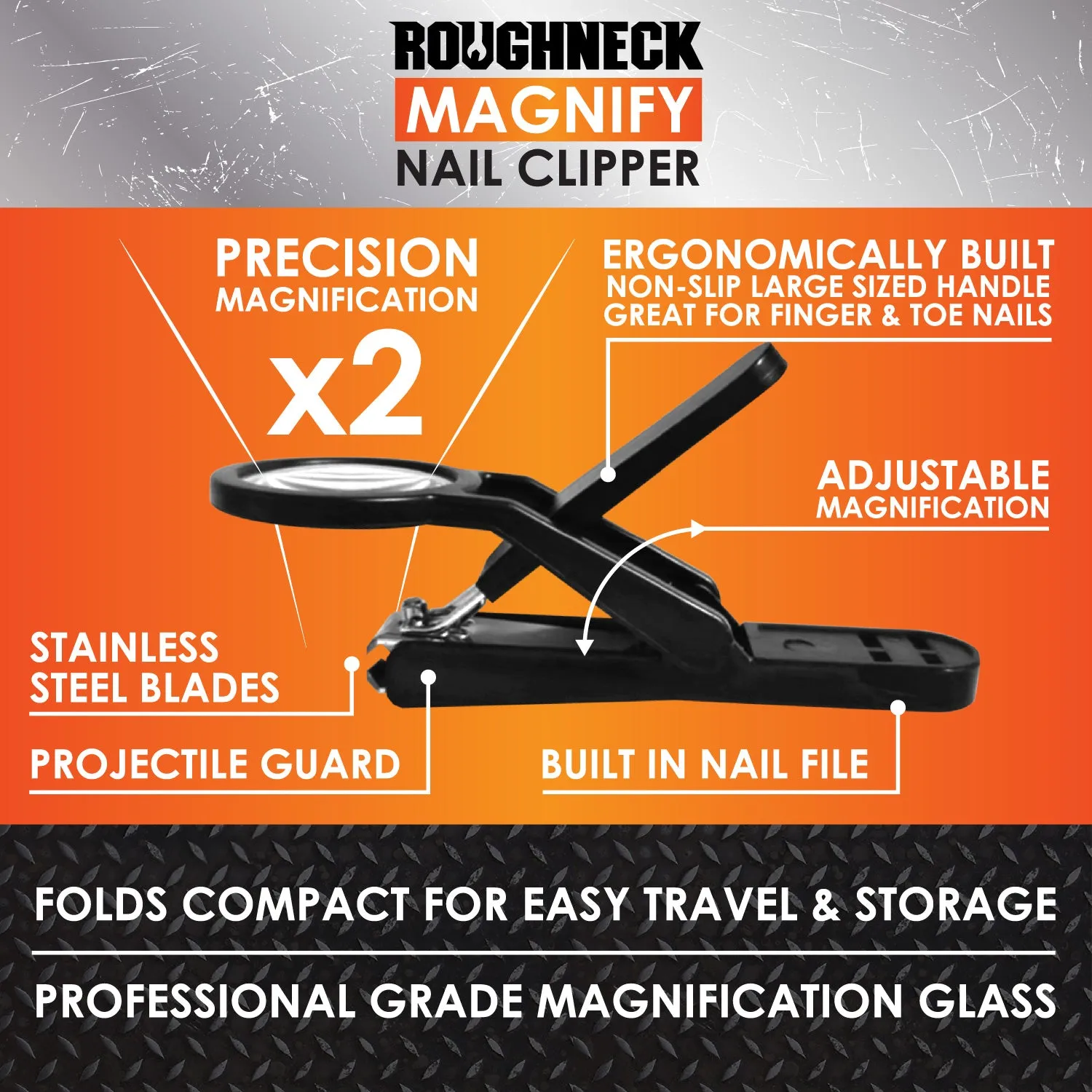 Roughneck Magnifying Nail Clippers 6 Pieces Per Retail Ready Display 23527