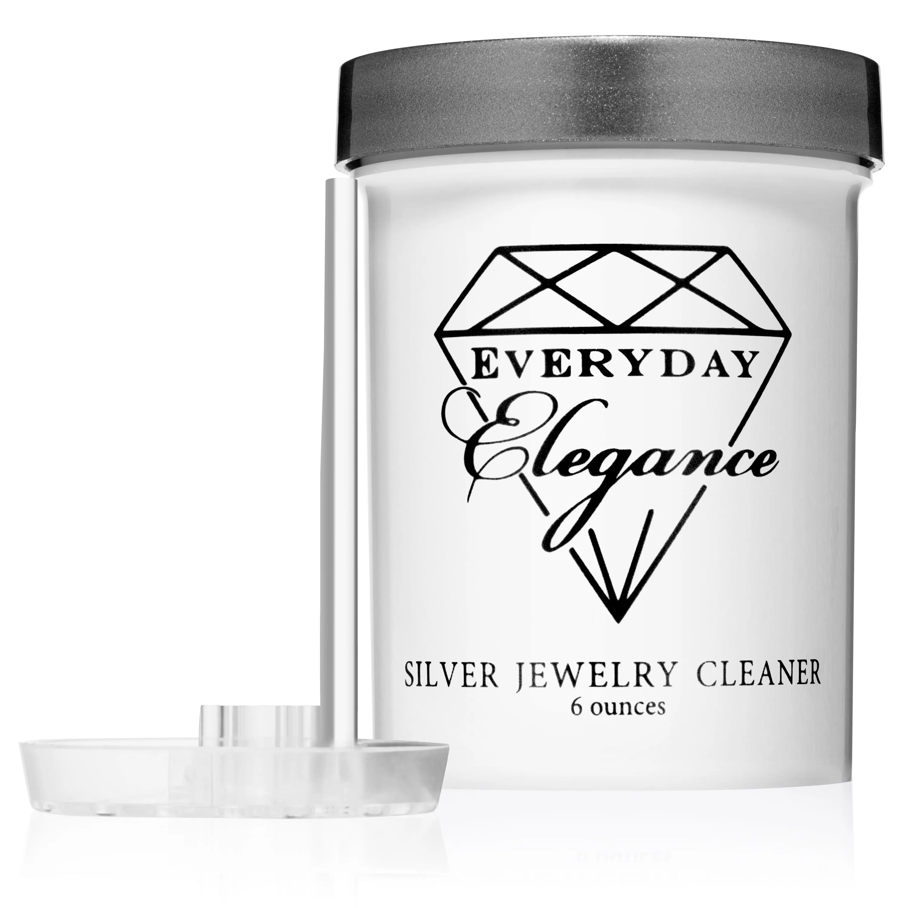 Silver Jewelry Cleaning Solution Kit | Liquid Cleanser, Polishing Cloth, Basket | for Sterling Jewelry, Coins | 6 Ounce Jar