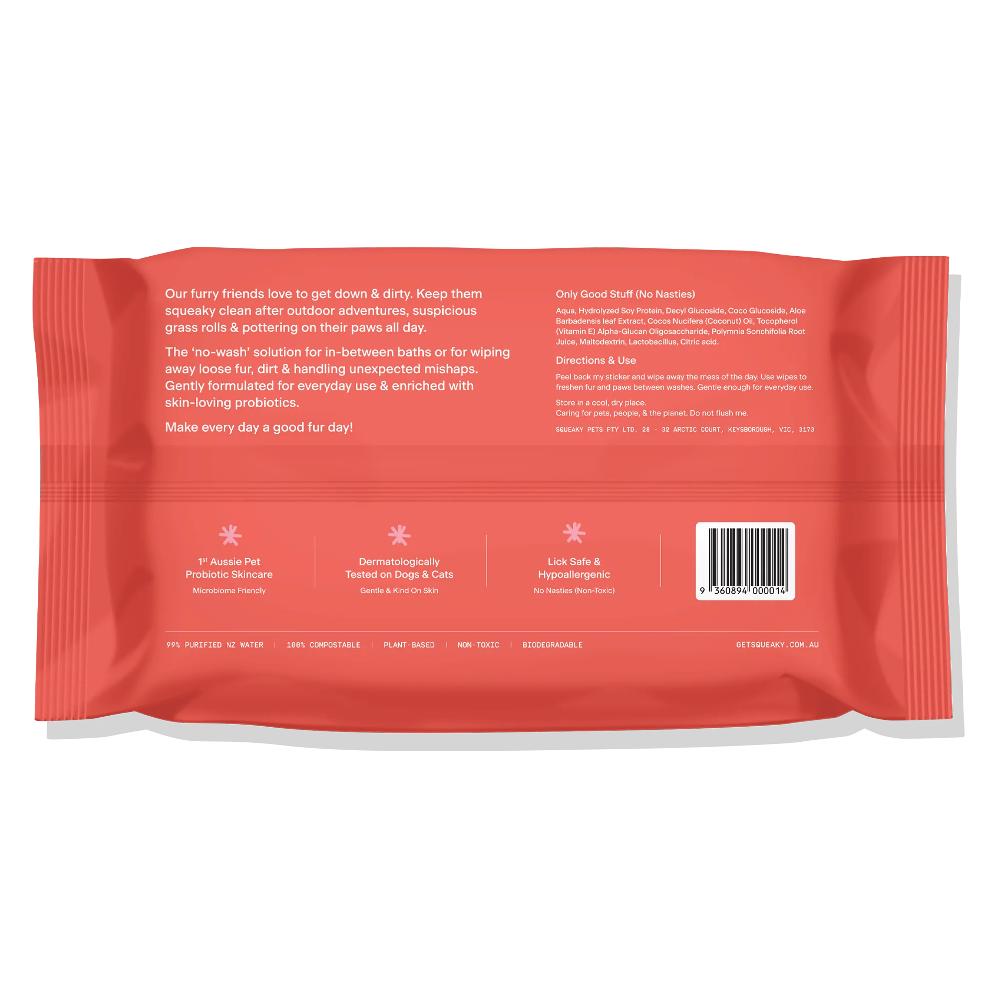 Squeaky Pet Probiotic Pet Wipes Fragrance Free