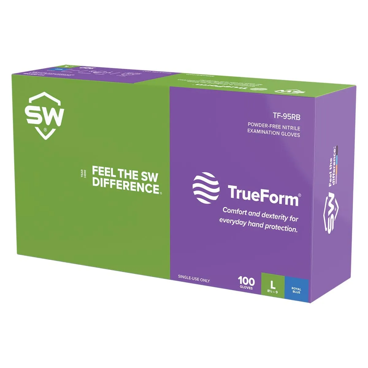 SW Sustainability TrueForm TF-95RB 3.1-mil Biodegradable Nitrile Gloves, 100pk