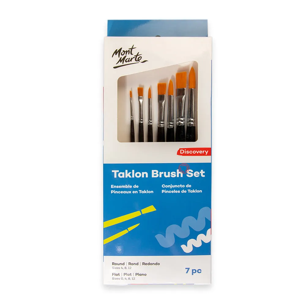 Taklon Brush Set Round and Flat Discovery 7pc