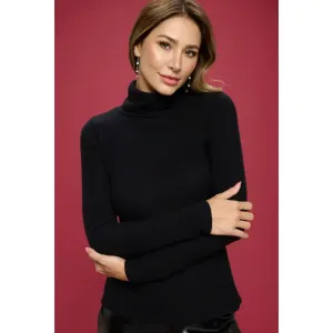 The Basic Black Knit Turtleneck Sweater Top