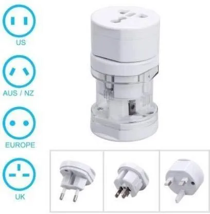 Universal Travel Adapter Round All in One -Supports over 150 Countries Including US, AUS, NZ, Europe, UK