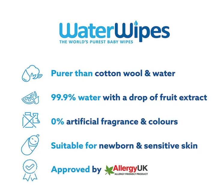 WaterWipes Chemical Free Baby Wipes, 12 x 60 Wipes