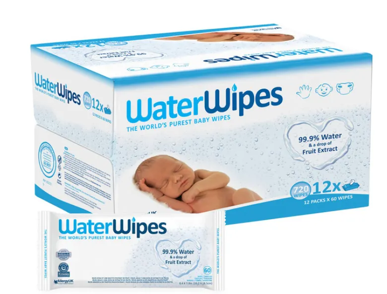 WaterWipes Chemical Free Baby Wipes, 12 x 60 Wipes