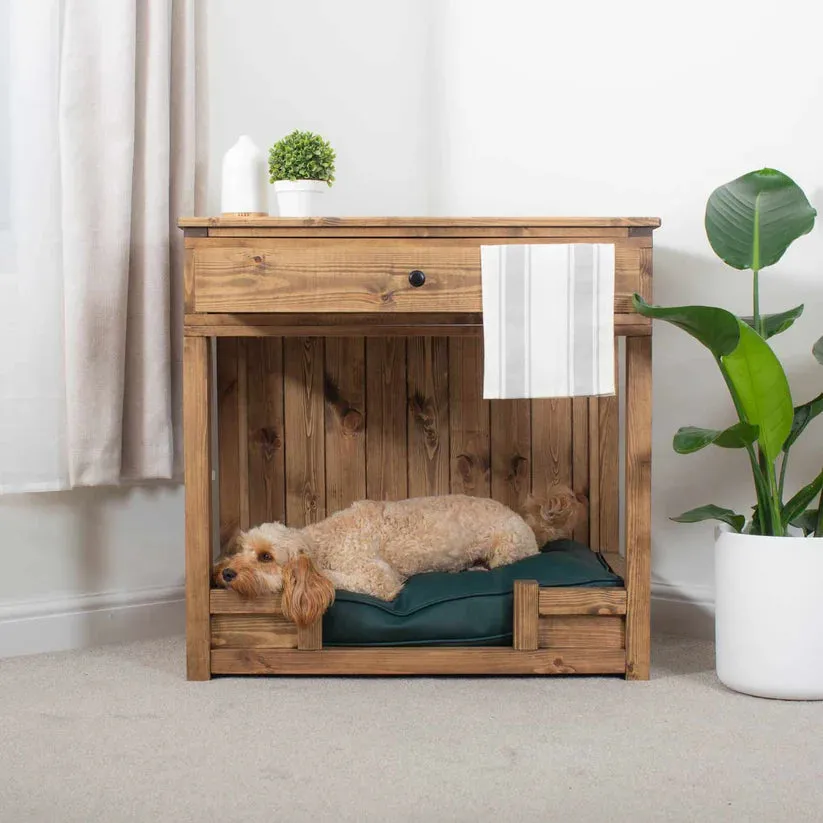 Wooden Broadsand Open Dog Crate with Drawer